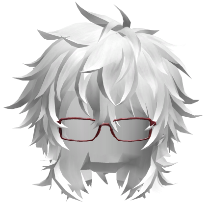 White Messy Spiky Anime Boy Hair w/ Glasses