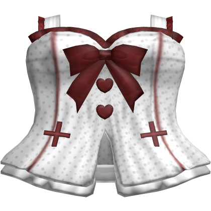 cute white red nurse doll bow corset dress ♡ Roblox item
