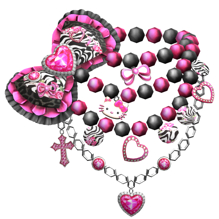 Agejo Gyaru Zebra Bow Pearl Necklace Black Pink