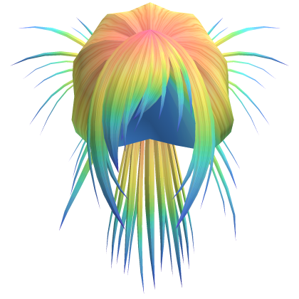 Anime Spiky High Bun w/ Side Bangs (Rainbow)