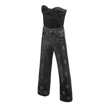 Y2K Grunge High Black Washed Denim Jeans Outfit