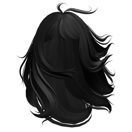 Long Anime Windy Messy Girl Hair (Black) Roblox item