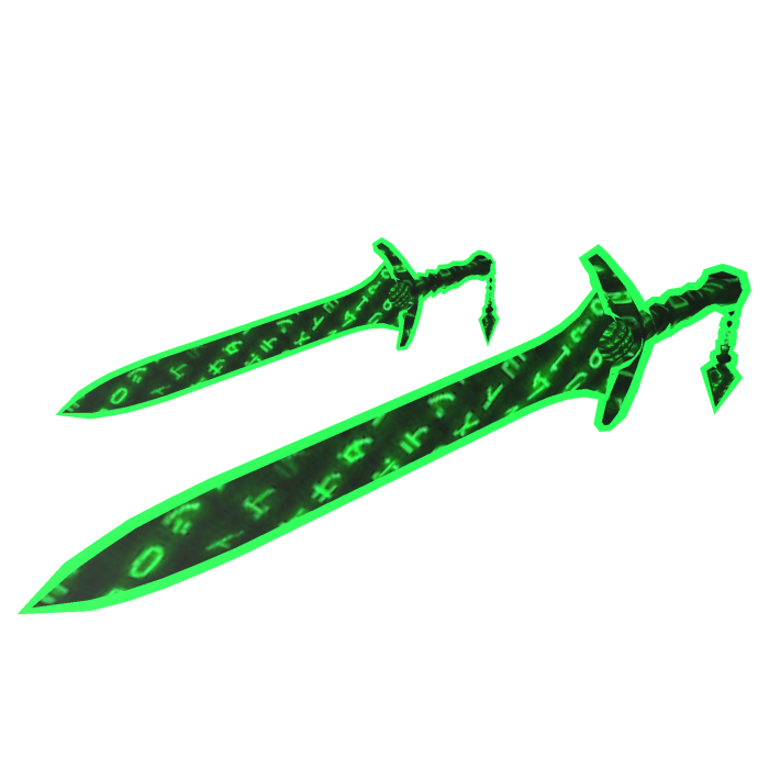 Green Hacker Cartoony Demon Swords