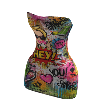 🔥✅Comic Graffiti Mini Dress✅🔥 Urban Street Style thumbnail
