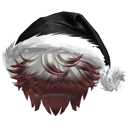 Messy Fluffy White Red Hair a Santa Hat Y2k