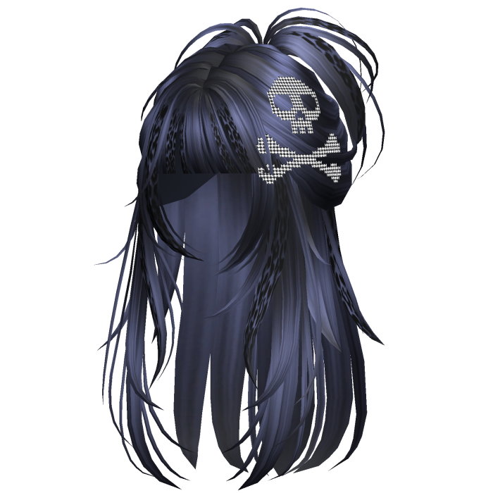 Skull Spikey Emo Half Up Navy Leopard