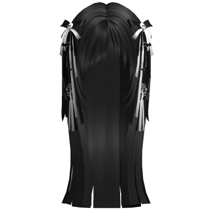 cute halloween hair w black+white goth bows black