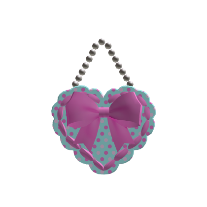 Teal and Pink Polka dots Bow y2k Heart Handbag ♡
