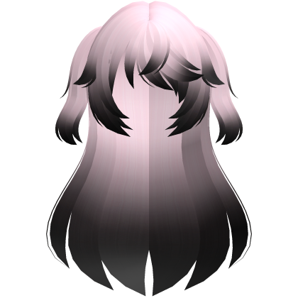 fischl long fluffy hair w ponytails pink black Roblox item