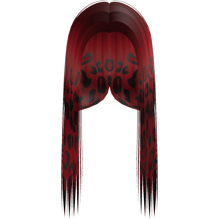 Red Leopard Print Front-Swept Middle Part Hair