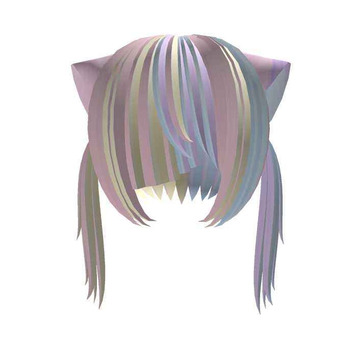 🌈 pastel rainbow kitty razor bangs messy pigtails