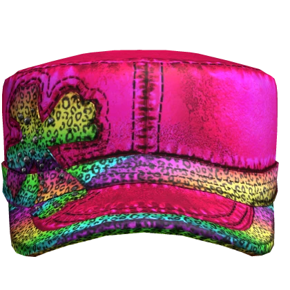 Distressed Rainbow Leopard Grunge Cap (Hot Pink) | Roblox