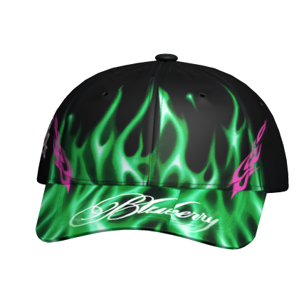 Black Green Flame Cap