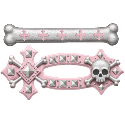 Pink Vkei Skull Bone Studded Hairclip Roblox item