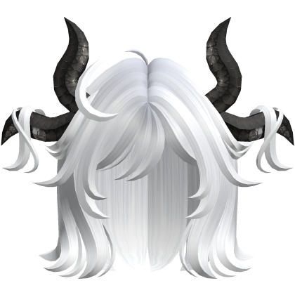 Short messy white hair w/ horns Roblox item