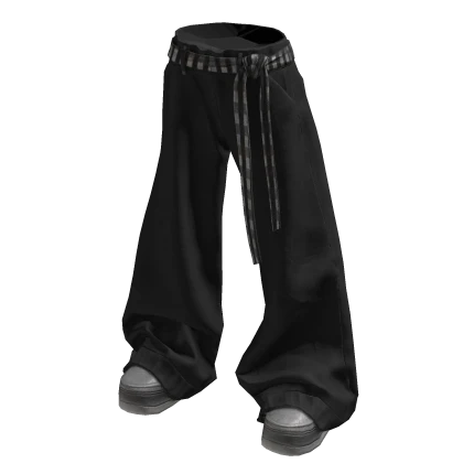 Y2K Long Strap Pants - Black Roblox item render
