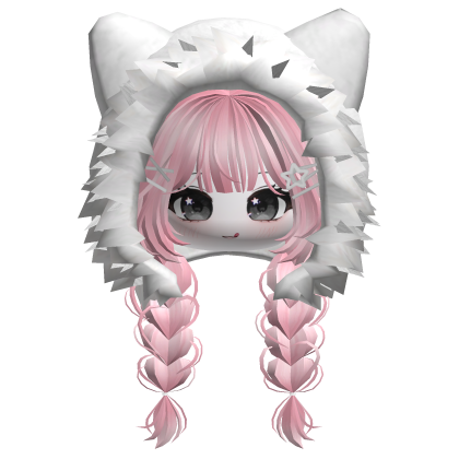 🍀Cute Girl Braided w/ Fur Hood(Pink) Roblox item