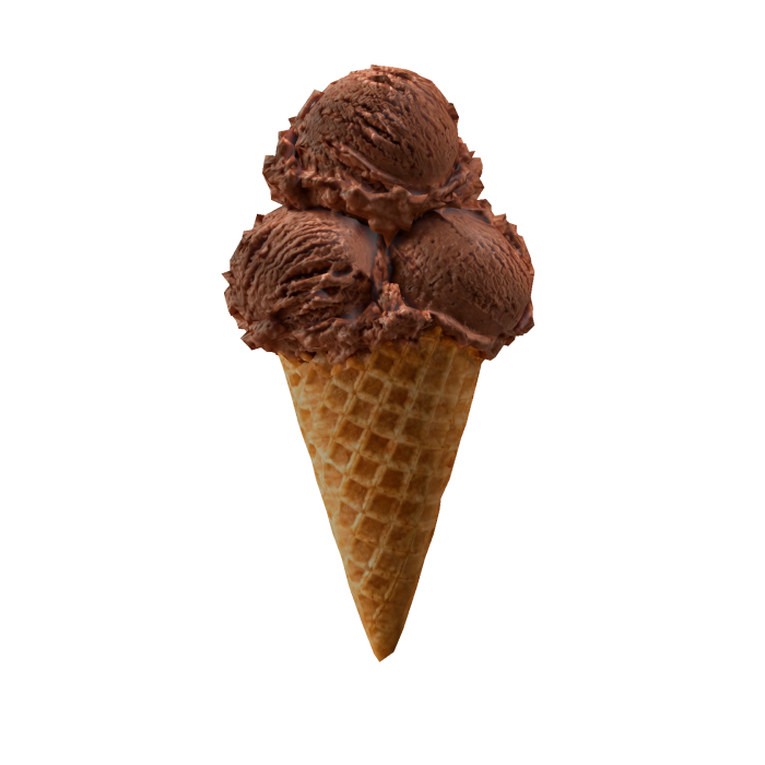 Three rich chocolate scoops