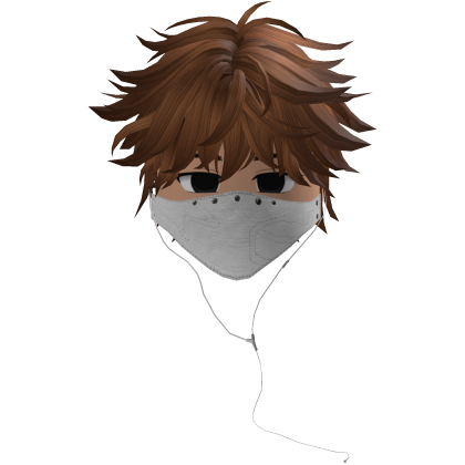 Cute Emo Boy Headphones Mask white Y2K ( brown )