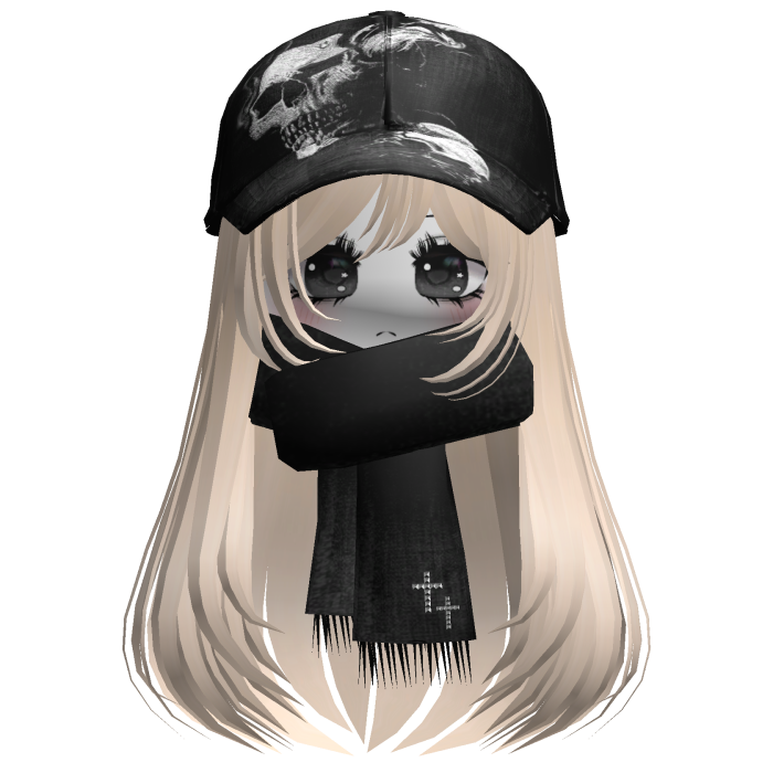♡ cute moe girl with emo skull hat + scarf