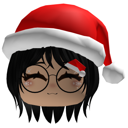 christmas cute Blush smile santa hat black hair Roblox item
