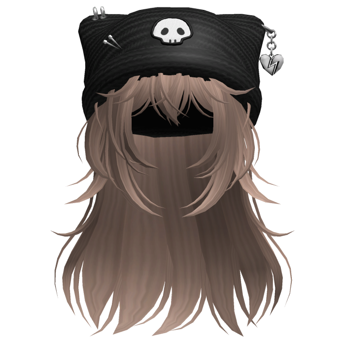 Emo Kawaii Skull Beanie W/ Wolfcut Milktea V2