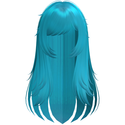 Long Cyan Wispy Messy Hair