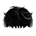 Black Messy Cool Hair w/ Headphones