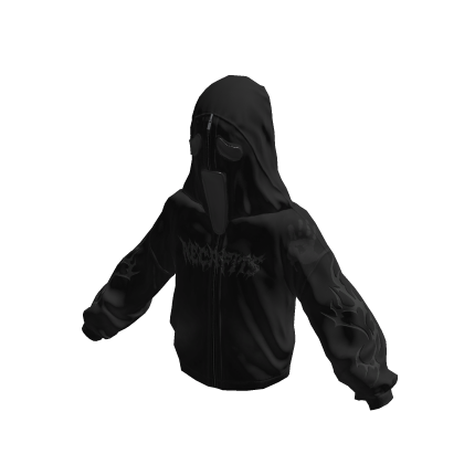 Midnight Black Ghost Face Flame Hoodie
