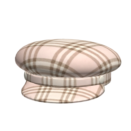 Cute Pink Brown Neapolitan Plaid Beret Hat