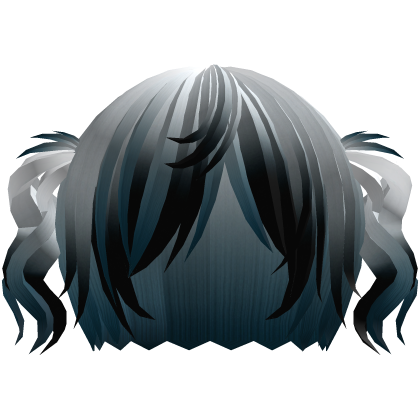 ‘’ (๑ — ‸ ҂)ゝcurly emo twin tails in white blue Roblox item