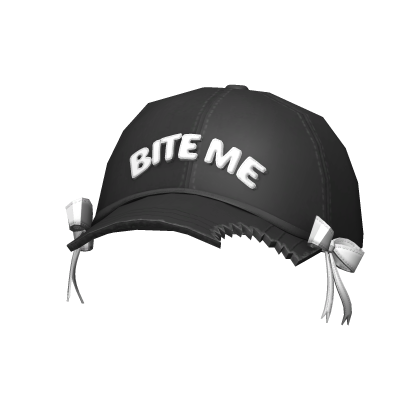 Trendy Black/White "BITE ME" Cap with Bows