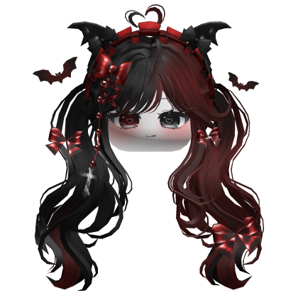 Goth Wavy Pigtails w/Headband (Red&Black)