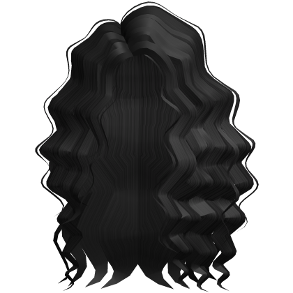 long curly popular hairstyle wavy in black Roblox item