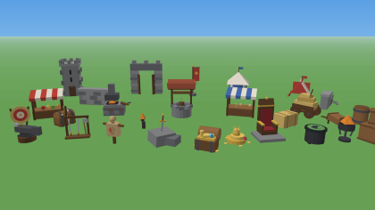 Low Poly Medieval Pack | 50 Castle and Town Props preview 1