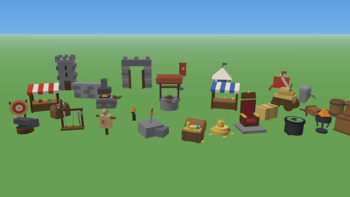 Low Poly Medieval Pack | 50 Castle and Town Props preview 1