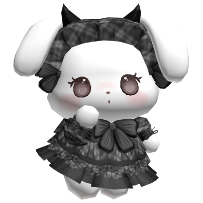 ꒰Cutest Devil Fluffy Bunny Plushy w/ Black Dress