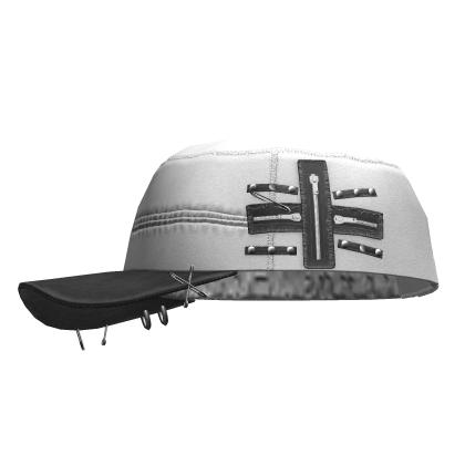 Grunge Zipper Cap White&Black