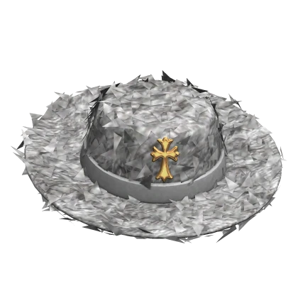 Grey Fur Wide Brim Hat Gold Cross Roblox item thumbnail