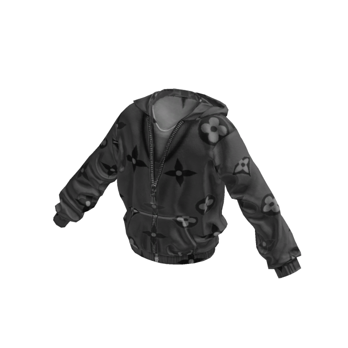 Grey Designer Symbol Zip-Up Hoodie