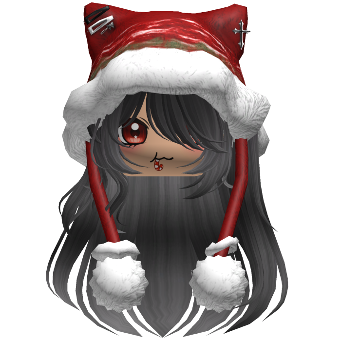 Long Black and Gray hair cute Christmas hat Y2k