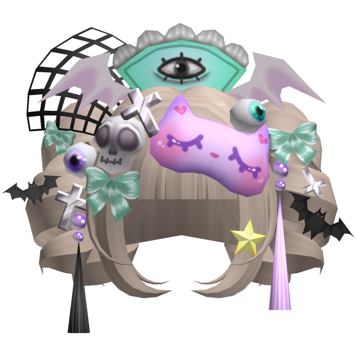 Pastel Goth Spooky Kawaii Pigtail Curls Blonde