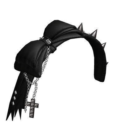 Black Emo Bow & Chained Spiky Headband