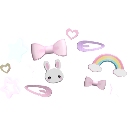 ノ♡ (glowing) cute rainbow decora bunny hairclips