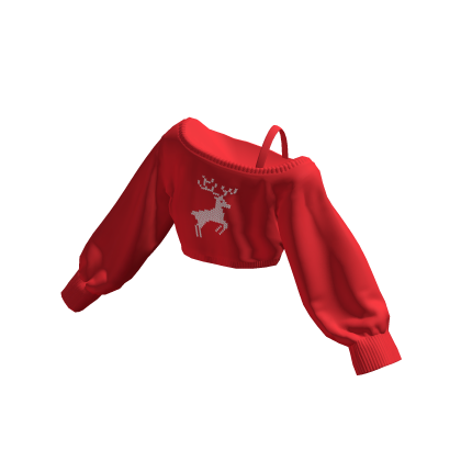 Christmas Off Shoulder Oversized Shirt Cropped thumbnail