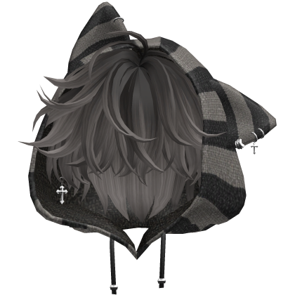 Black&Ash Messy Hair with Cat Hoodie