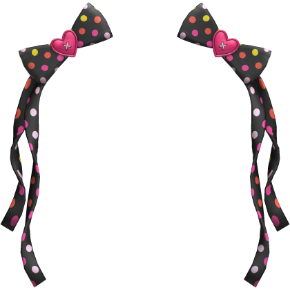 (3) Black/Pink Polka Bows w Ribbons Roblox item