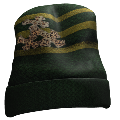 Striped Knit Beanie w/ Leopard Cross Patch V1 Roblox item
