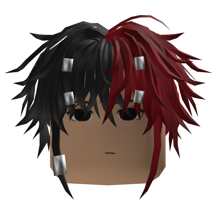 Messy Layered Hair w/ Cuffs (Black/Crimson)