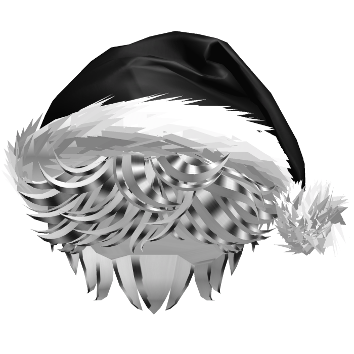 Messy Fluffy Black and White Hair a Santa Hat Y2k